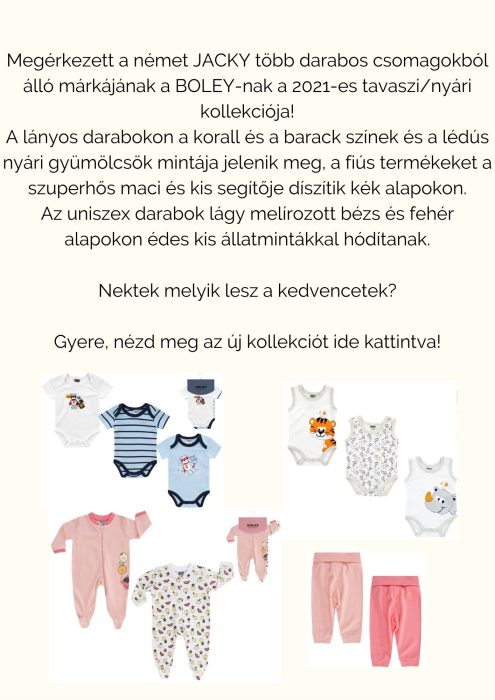 Példa hírlevél: abiobaba webshop új, BOLEY kollekciójának bemutatása.