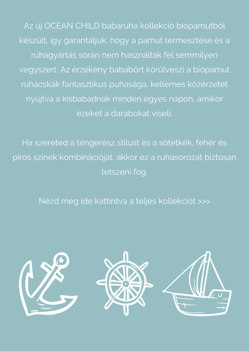 Példa hírlevél: abiobaba webshop új, OCEAN CHILD kollekciójának bemutatása.